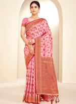 Paithani Silk Pink  Festival Wear Weaving Saree